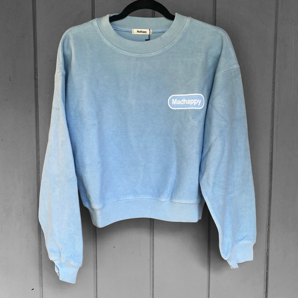 Madhappy Light Blue Cropped Crewneck Sweatshirt